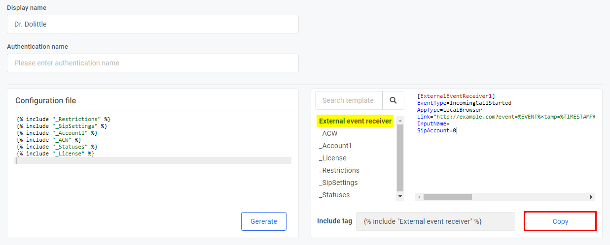 Copy template tag