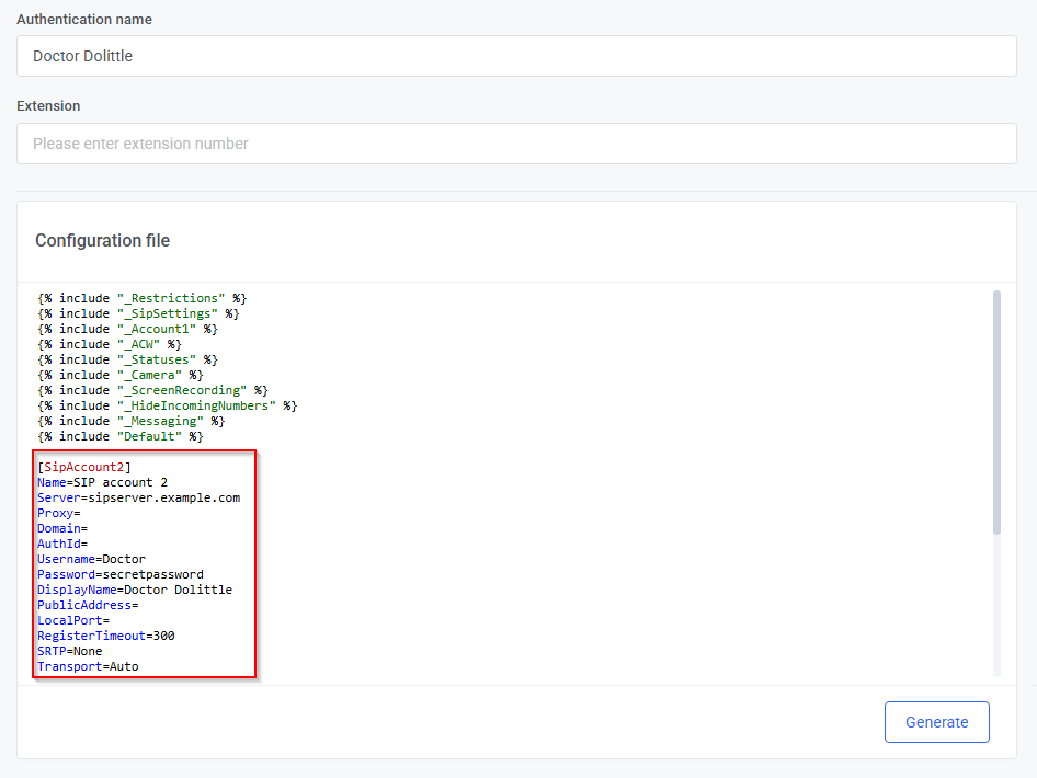 Edit configuration file