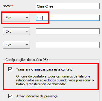 Enter Contacts name and extension