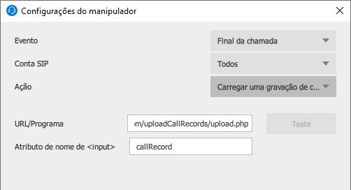 Envie Grava&ccedil;&otilde;es de Chamadas para Servidor HTTP